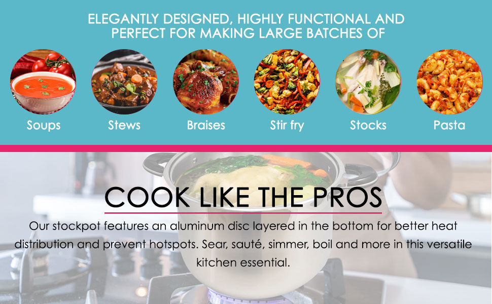 30 QT Stainless Steel 18/10 Induction Stock Pot (Free Gift 2 Spoons)