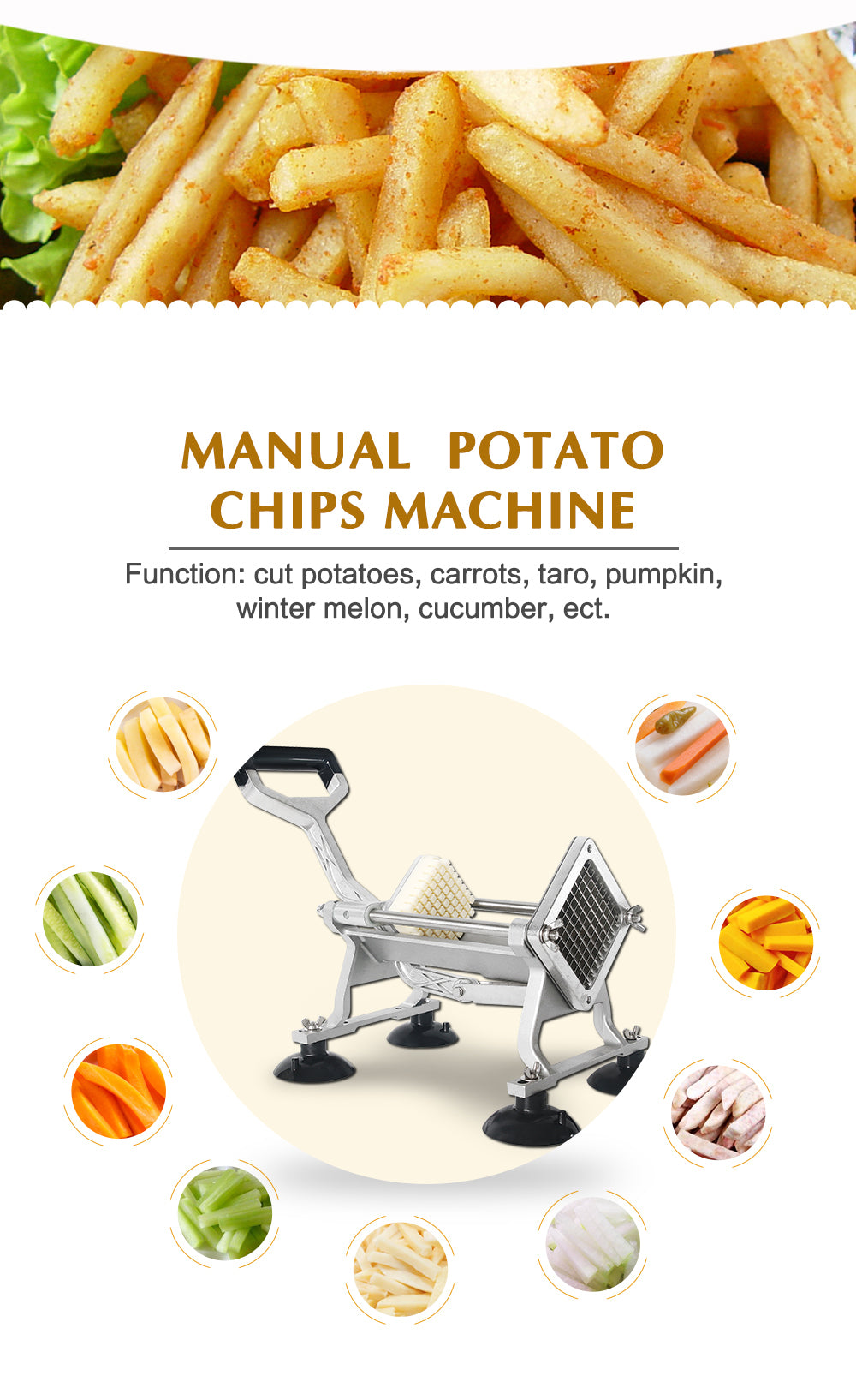 Silver Manual Potato Chips, French Fries Cutter