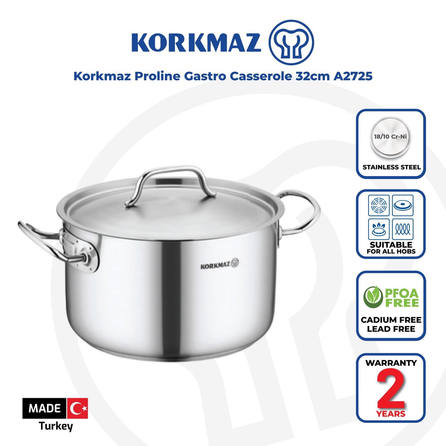 20.4L Stainless Steel Casserole Proline Gastro 18/10