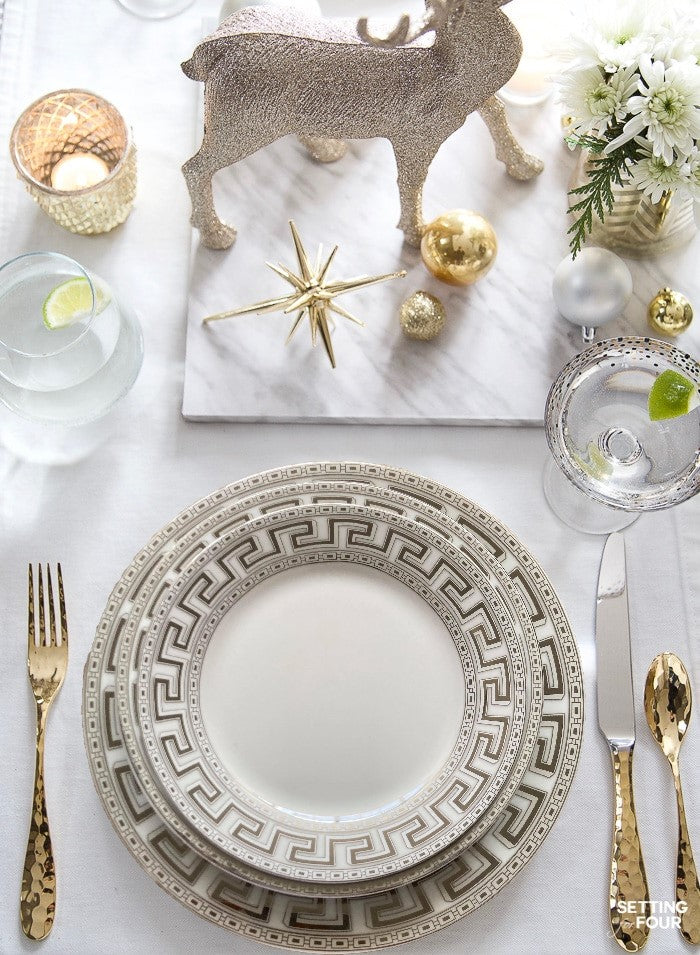 20 PC Greek Design Silver Dinner Set