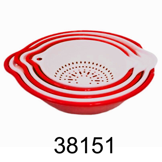6 Pieces Red Kitchen Colander & Mixing Bowl Set