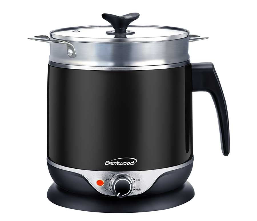1.9 QT Brentwood Cordless Electric Hot Pot Cooker & Food Steamer