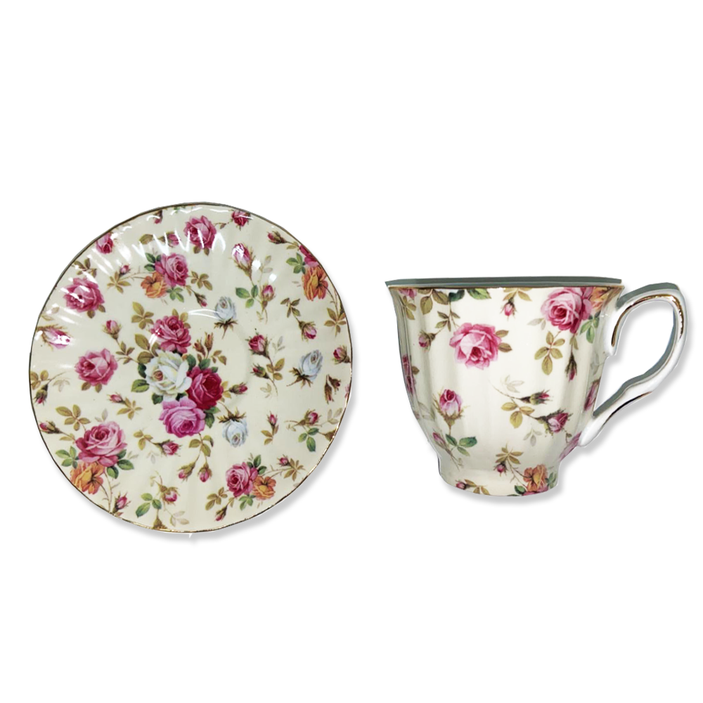 12 PC Pink Rose Design Tea Set