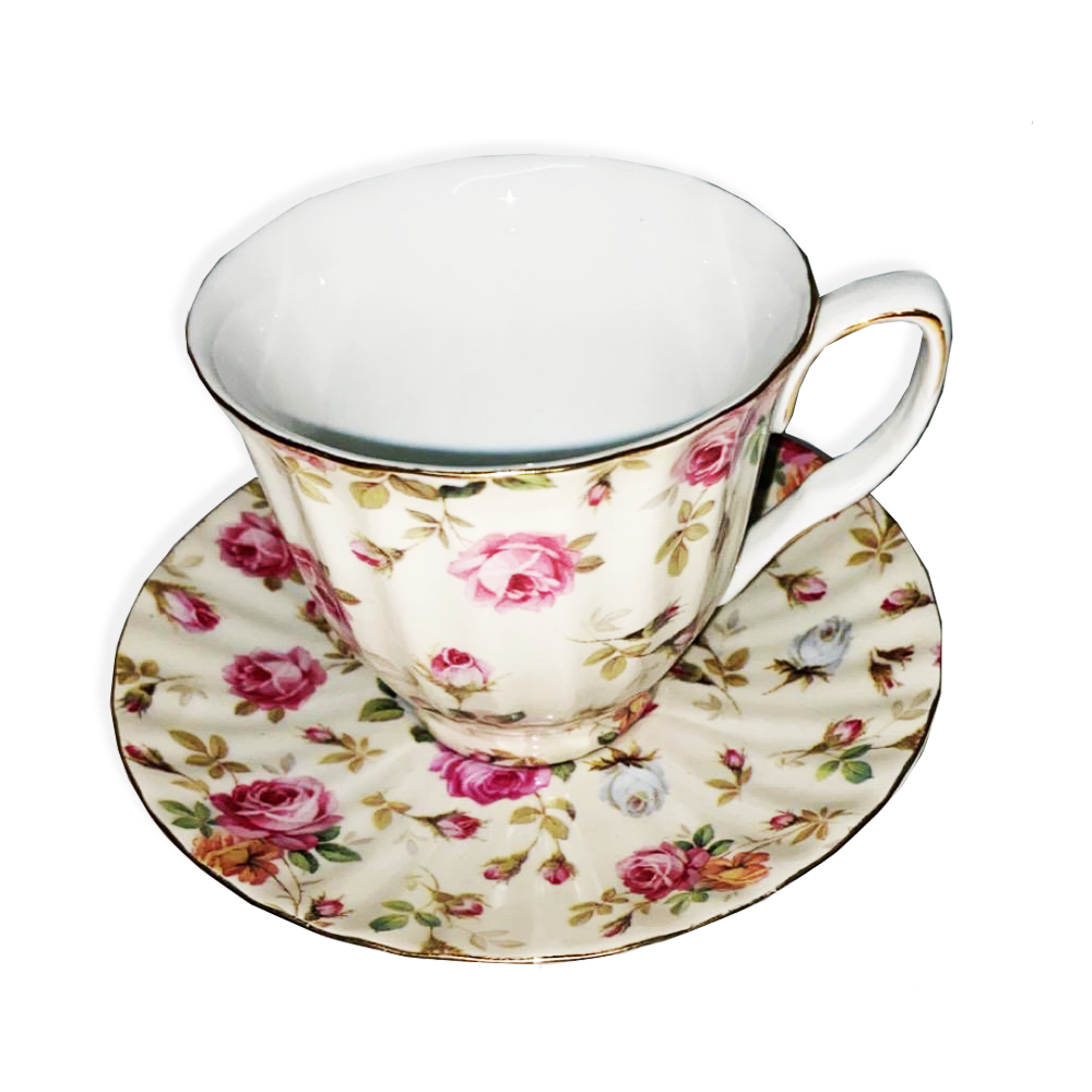 12 PC Pink Rose Design Tea Set