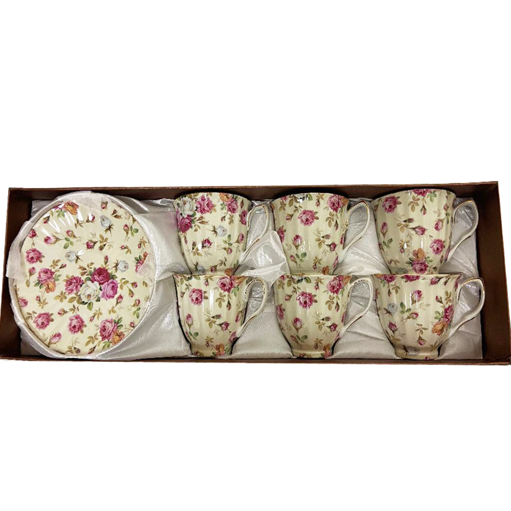 12 PC Pink Rose Design Tea Set