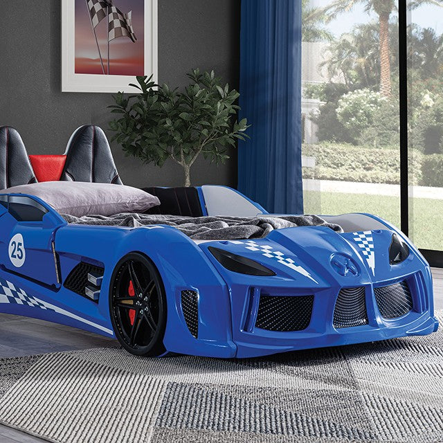 Blue Trackster Twin Car Bed Frame