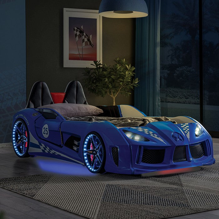 Blue Trackster Twin Car Bed Frame
