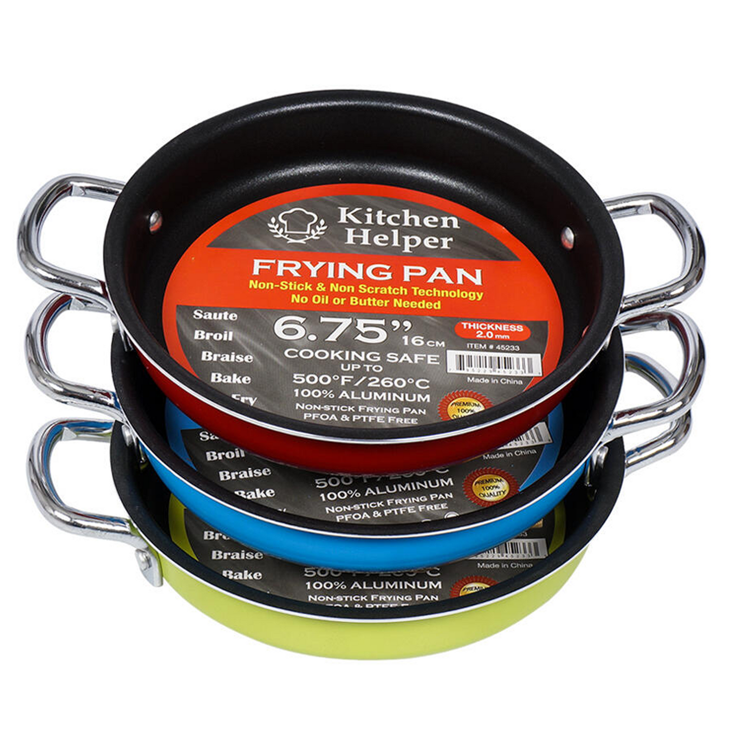 6.75" Kitchen Helper Frying Pan- Red