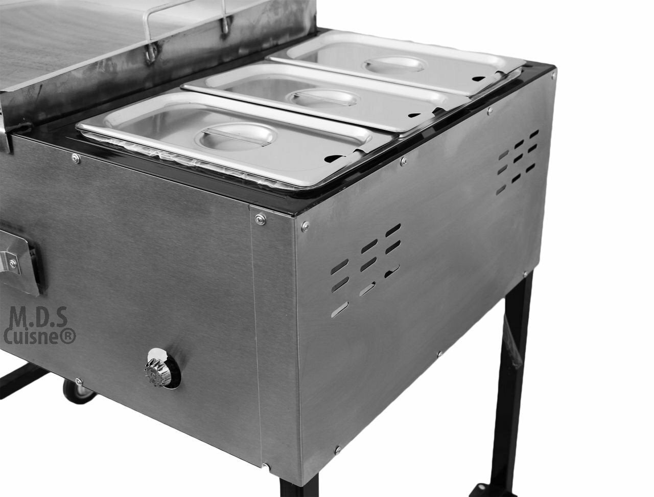 Stainless Steel Taco Cart With 3 Warmer Chafer