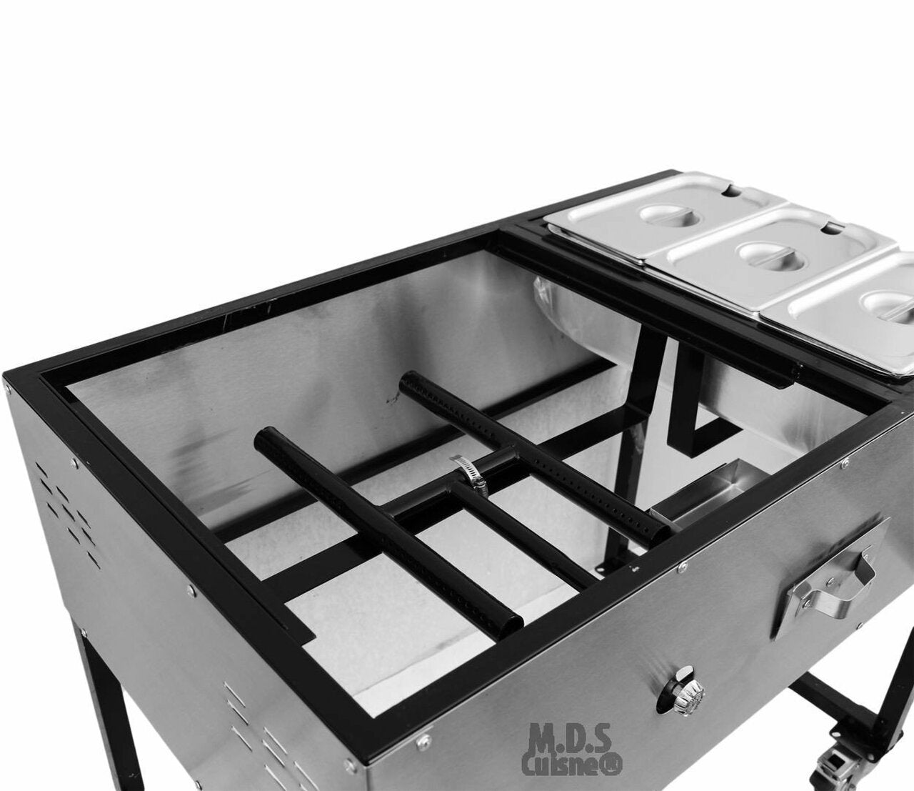 Stainless Steel Taco Cart With 3 Warmer Chafer