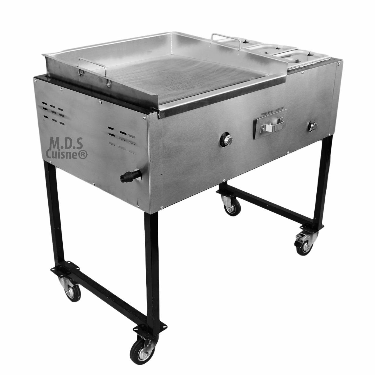 Stainless Steel Taco Cart With 3 Warmer Chafer