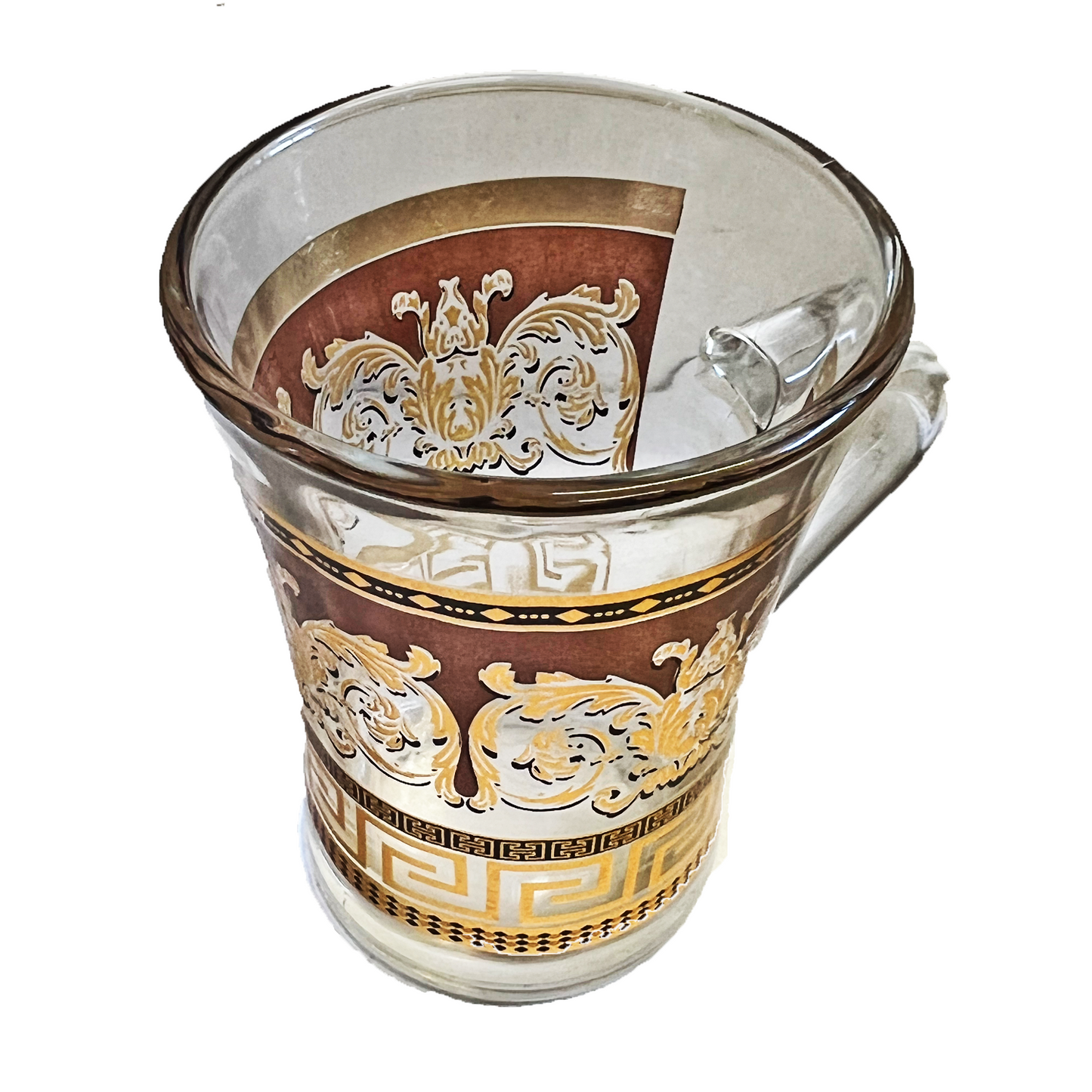 6 PC Gold Versace Inspired Design Glass Cups