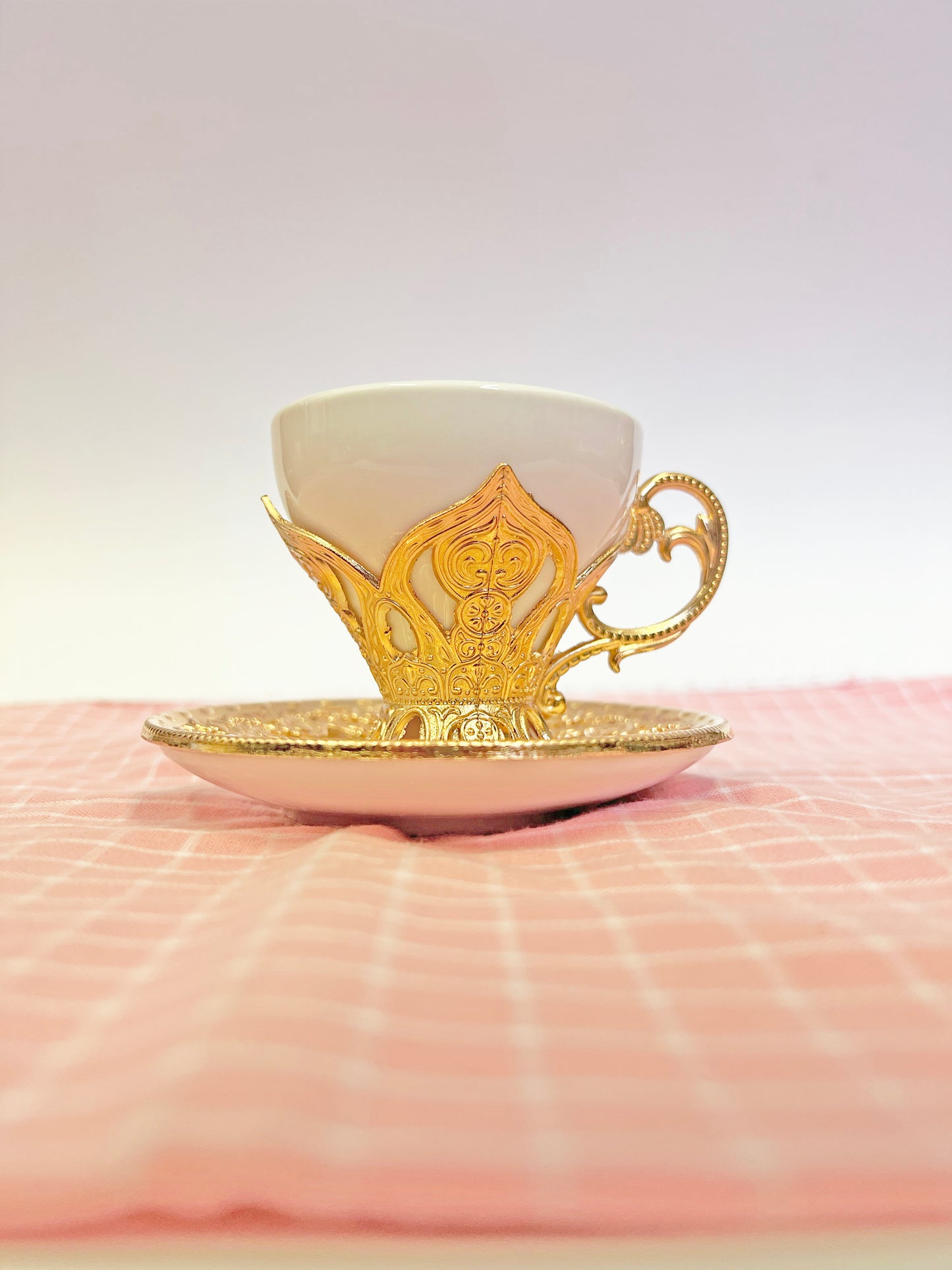 12 PC White & Gold Fancy Coffee Cup Set
