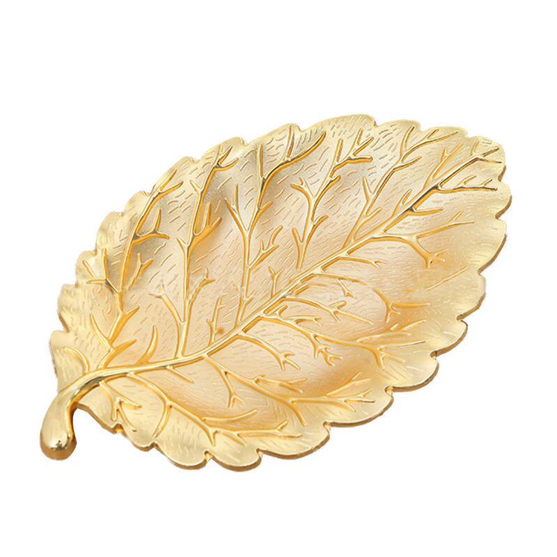European Style Large Metal Leaf Shape Dried Fruit Dish Snack Plate