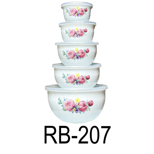 10 PC Floral Enamel Bowl Set