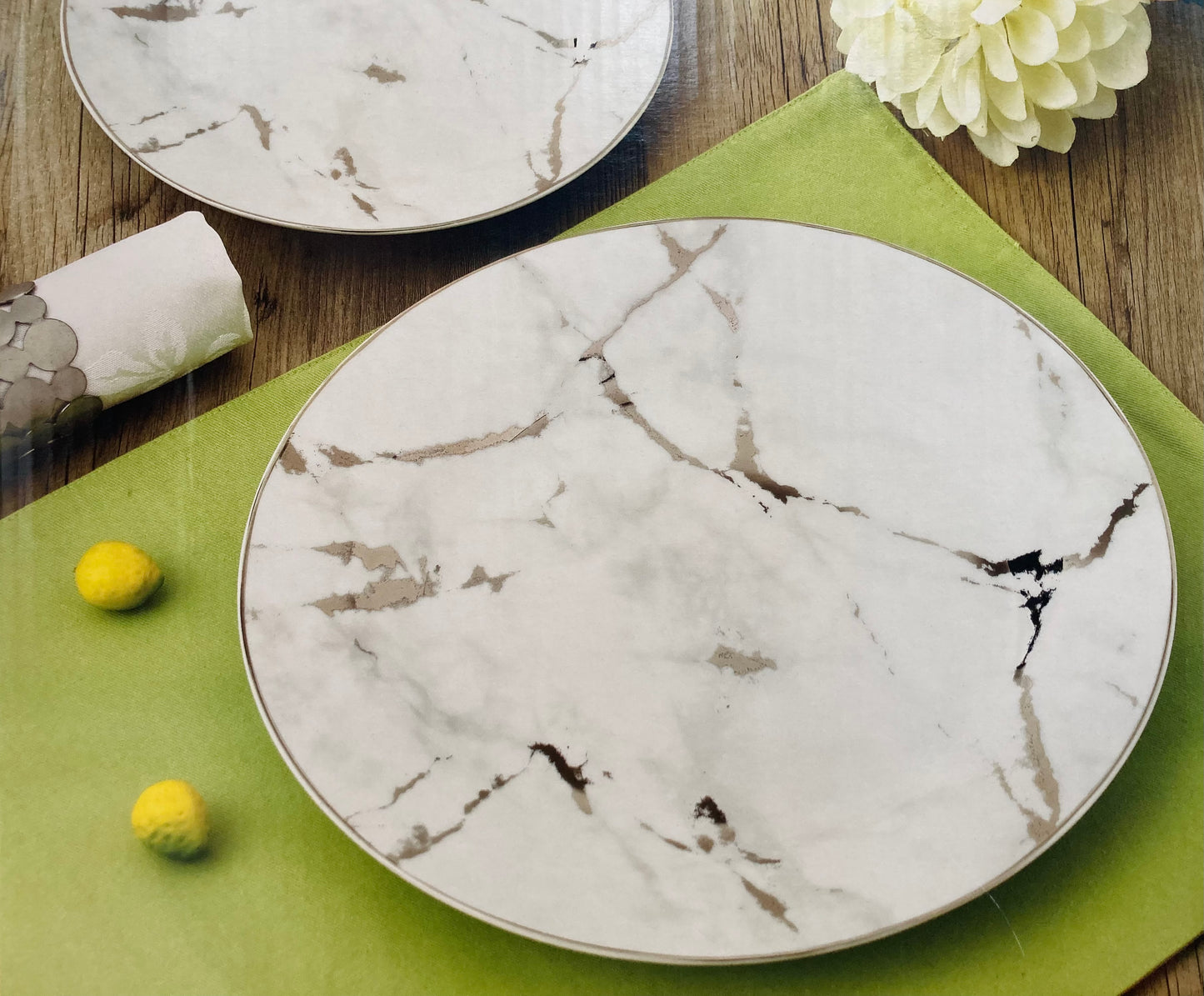 7 PC Silver Marble Cake Set