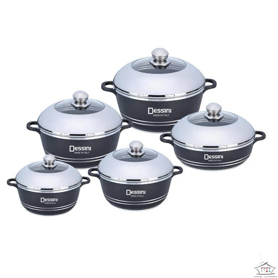 10 PC Black Aluminum Die Casting Casserole Set