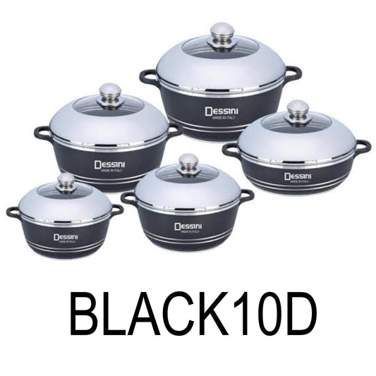 10 PC Black Aluminum Die Casting Casserole Set