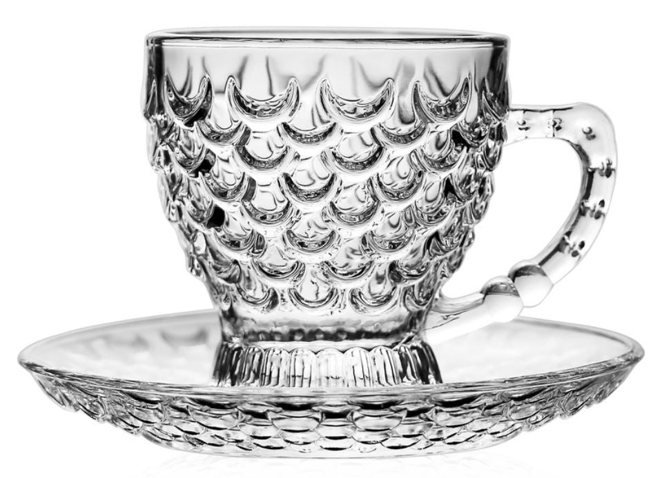 12 PC Bubble Glass Tea Cup Set