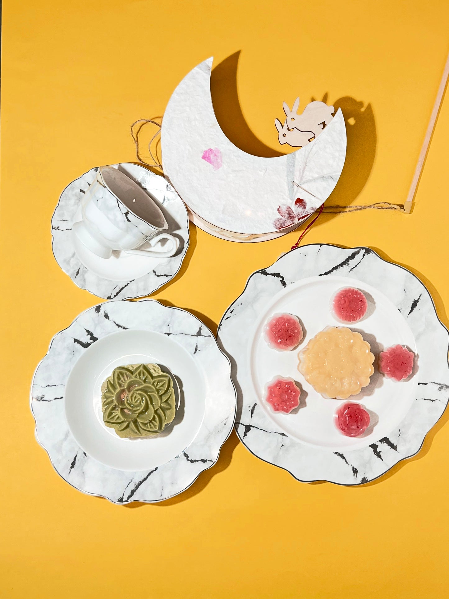 22 PC Silver Marble Dinner Set