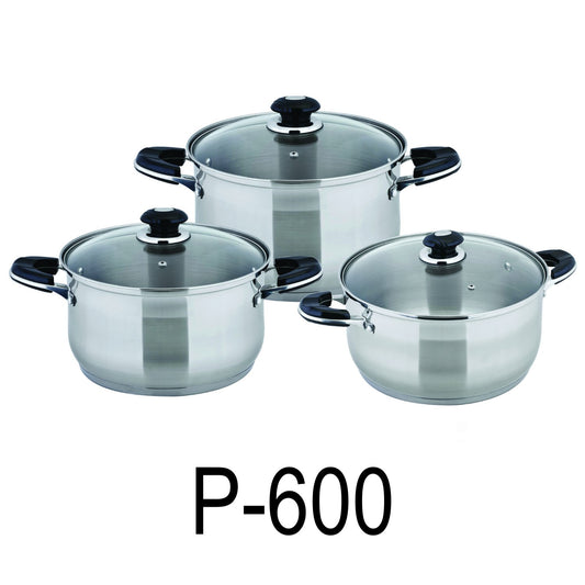 6 PC Stainless Steel 18/10 Induction Shallow Pot