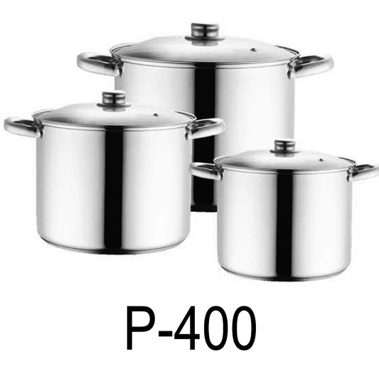 6 PC Stainless Steel Stockpot Set With Glass Lid