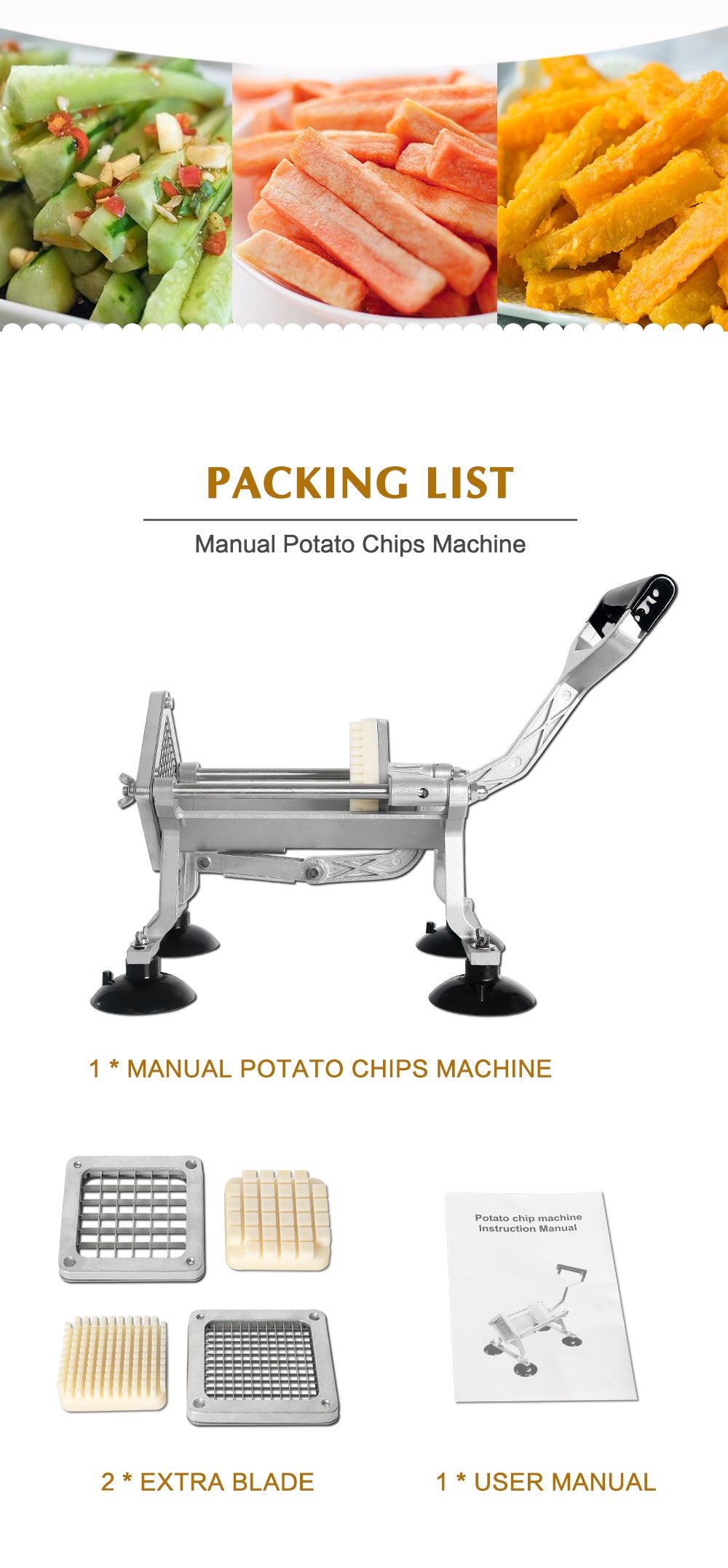 Silver Manual Potato Chips, French Fries Cutter