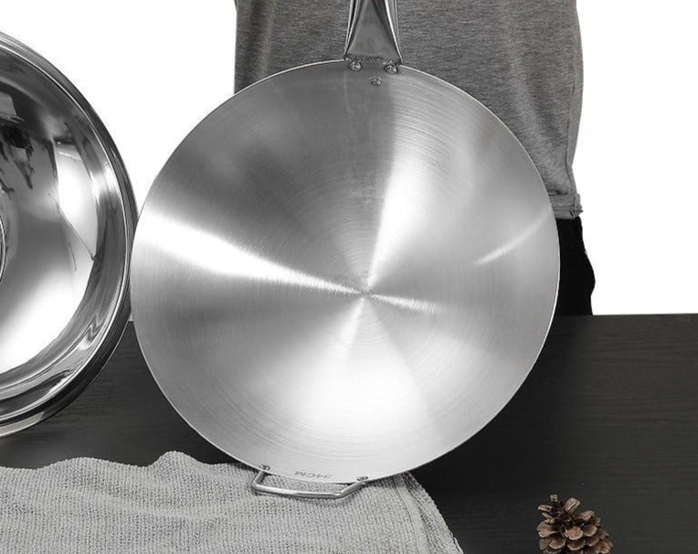 43cm Stainless Steel Wok With Wooden Handle