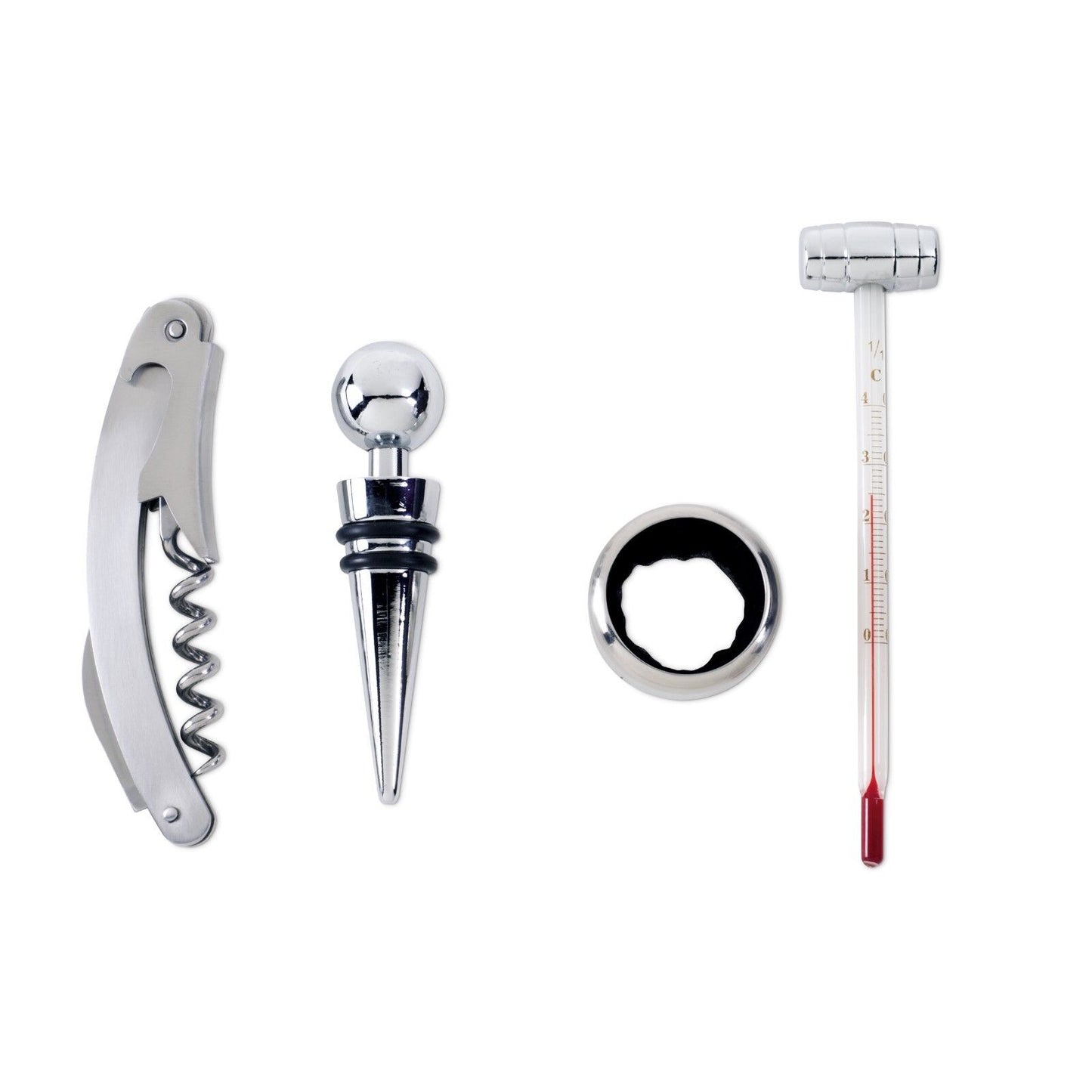 4 PC Wine Tool Set In Black Wood Case