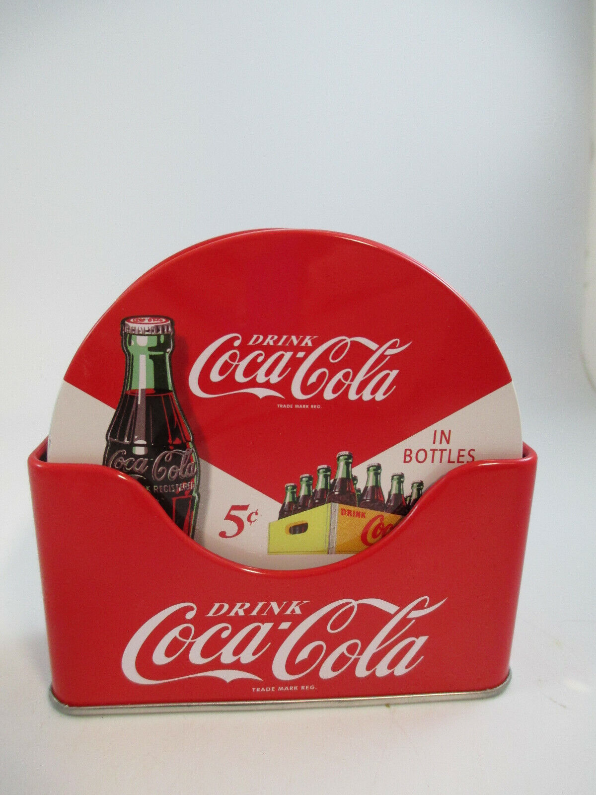 6 PC Coca Cola Coaster With Standing Metal Holder