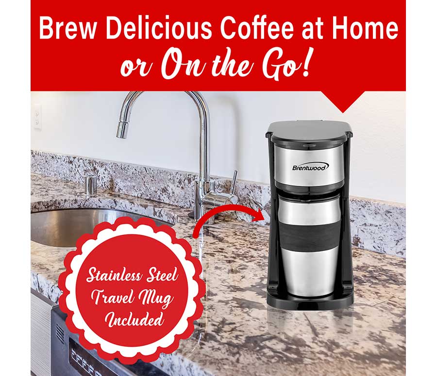 Portable Single Serve Coffee Maker With 14oz Travel Mug
