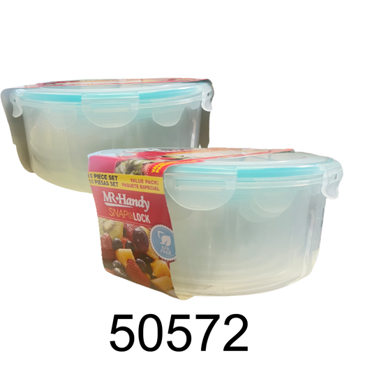 10 PC Plastic Round Food Storage Set-Blue