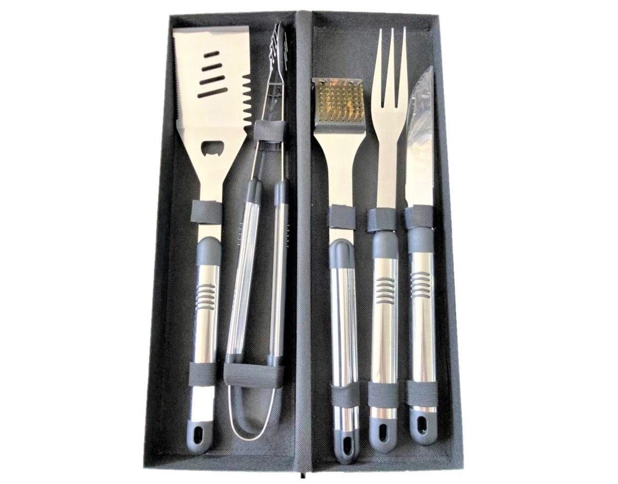 6 PC Stainless Steel Cooking Utensils Set - BBQ Grill Accessories with Aluminum Case