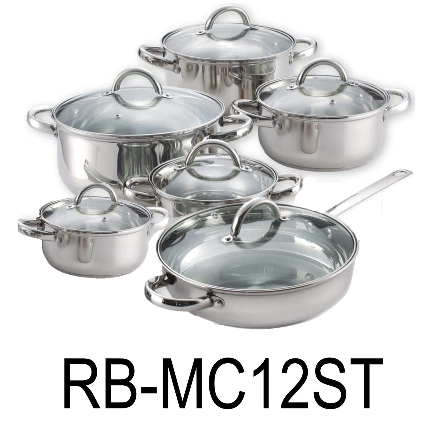 12 PC Stainless Steel 18/10 Cookware Set
