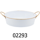 13” Round White Ice Tray with Gold Rim & Handle