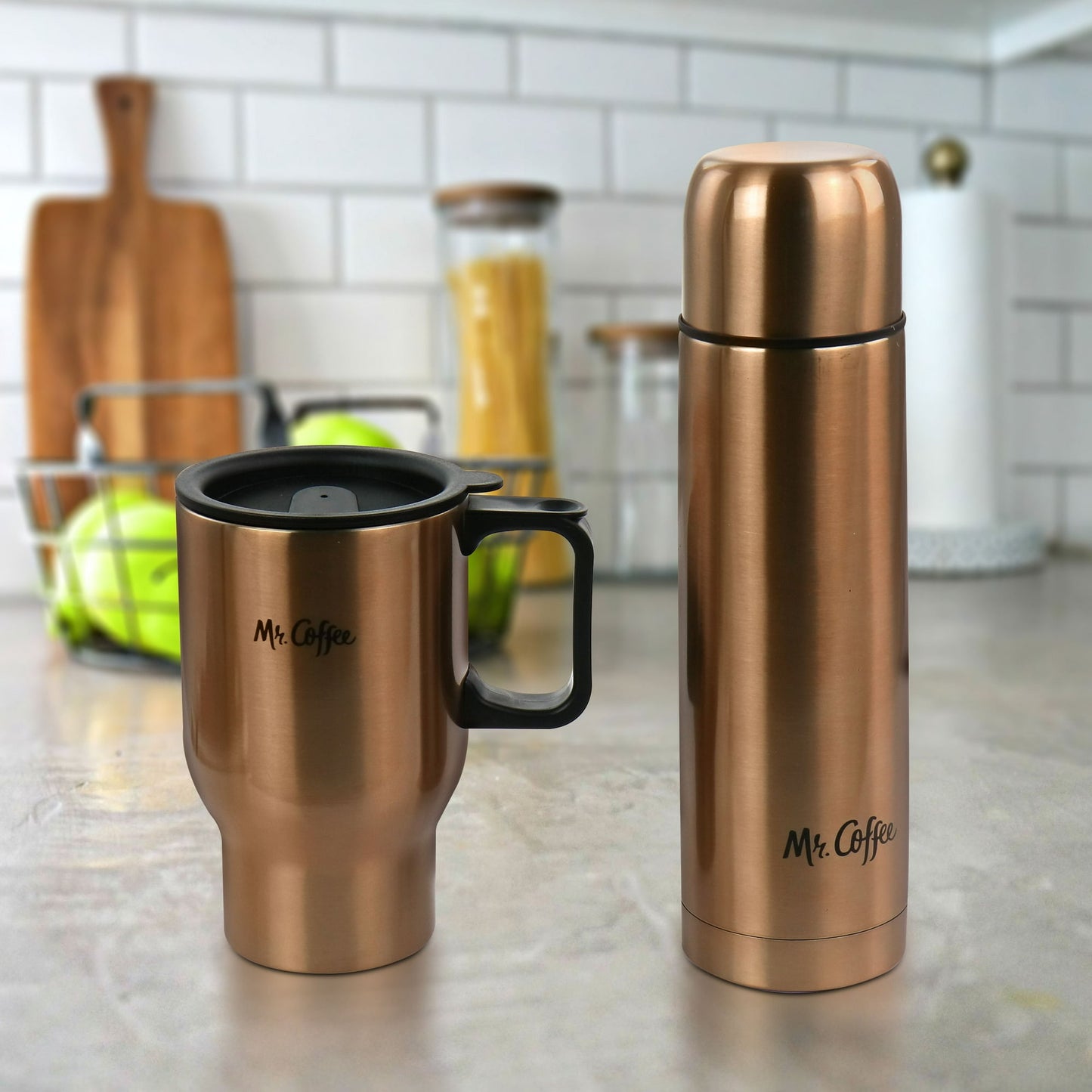 Mr. Coffee 2 PC Copper Thermal Bottle & Travel Mug