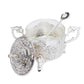 Silver Plated Sugar Bowl with Lid and Spoon, Ornate Filigree Design, Glass Insert, 3-Piece Set