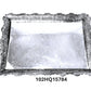 Decorative Serving Tray with Handles, Silver, Ornate Scalloped Border, Rectangular Shape