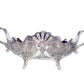 Decorative Silver Fruit Bowl, Ornate Filigree Design, Metal with Handles, Footed Centerpiece, Peacock Pattern