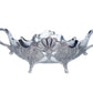 Decorative Silver Fruit Bowl, Ornate Filigree Design, Metal with Handles, Footed Centerpiece, Peacock Pattern