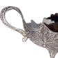 Decorative Silver Fruit Bowl, Ornate Filigree Design, Metal with Handles, Footed Centerpiece, Peacock Pattern