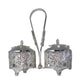 Silver Decorative Condiment Set with Caddy, 2 Glass Jars with Lids, Ornate Filigree Design, Metal Handle