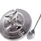 Silver Decorative Condiment Set with Caddy, 2 Glass Jars with Lids, Ornate Filigree Design, Metal Handle