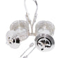 Silver Decorative Condiment Set with Caddy, 2 Glass Jars with Lids, Ornate Filigree Design, Metal Handle