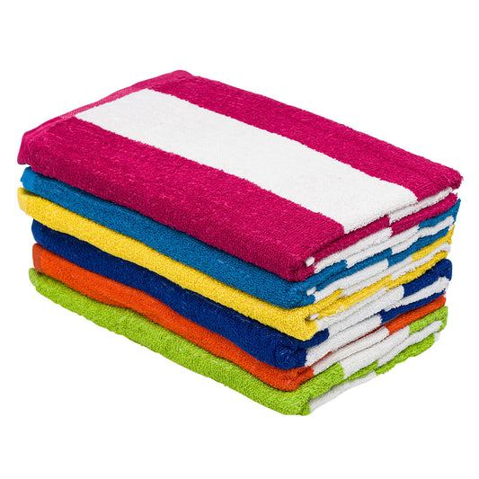 BolBom Color Beach Towels, 30 x 60, Striped, Cotton, Assorted Colors