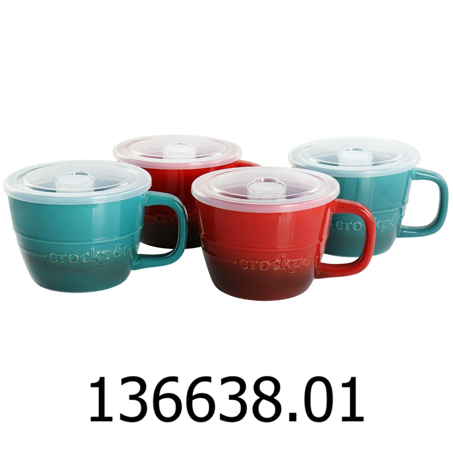 Crock Pot 4 PC 22 Oz Stoneware Soup Cup Set with Lids