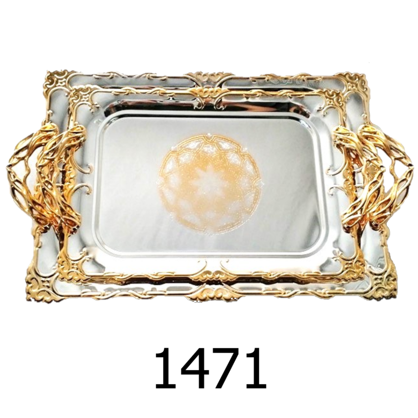 2 PC Golden Rectangle Tray
