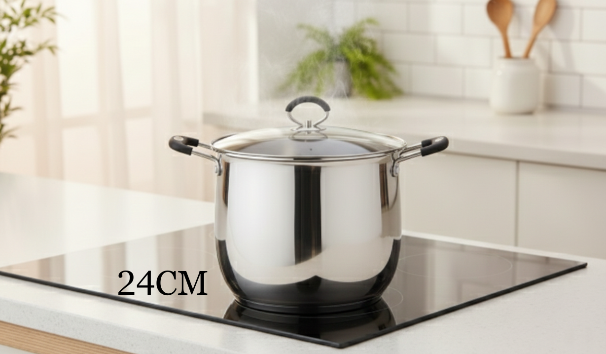 8 PC Stainless Steel Cookware Set With Silicone Handles