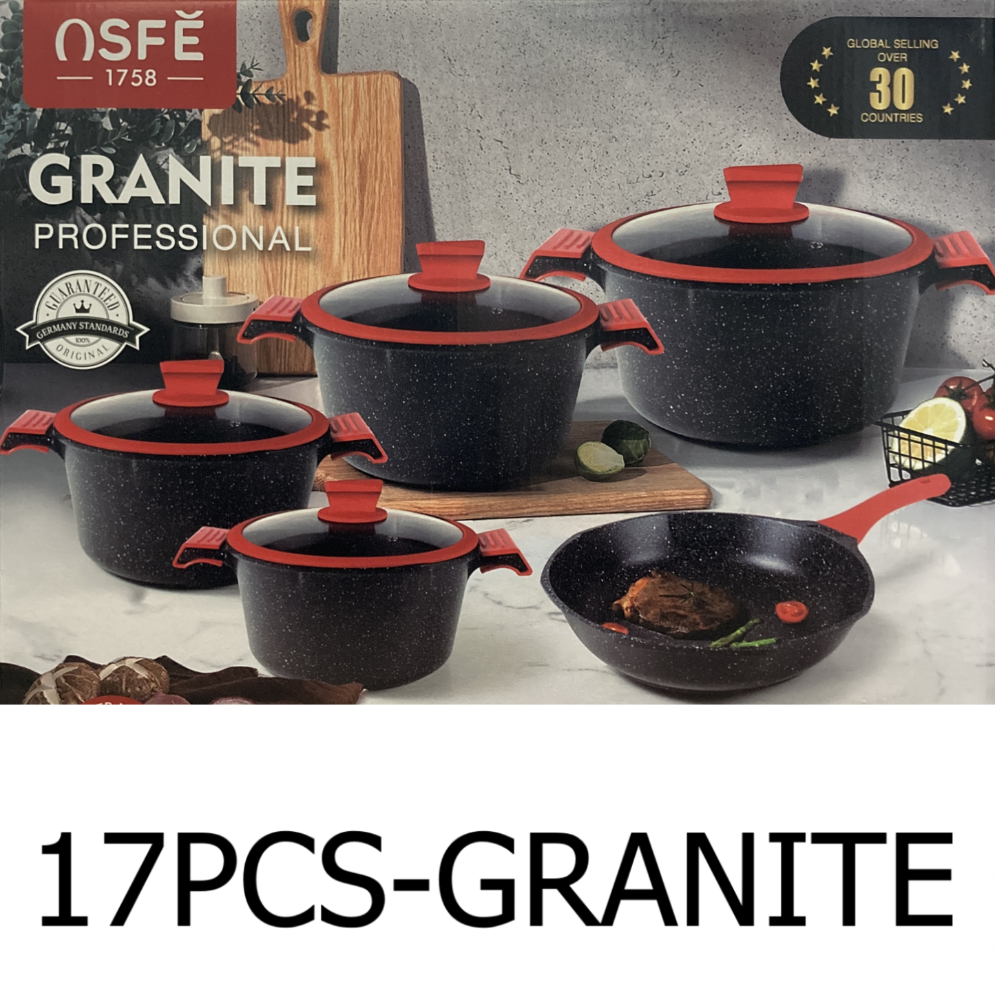 17 PC Granite Professional Cookware Set