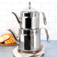 Korkmaz Nostaljia Midi Stainless Steel 0.9 Liter Tea Pot and 1.6 Liter Kettle Set